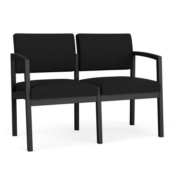 Lesro Black/Onyx2 Seat Sofa, 43.5W24.5L32H, Open House Solid Color FabricSeat, Lenox SteelSeries LS2101